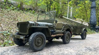 Rochobby 112 MB Scaler jeep quarter  ton cargo trailer off road test [upl. by Syman]