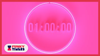 1 Hour Colourful Pink Countdown Timer  NO MUSIC  Minimal [upl. by Makell]