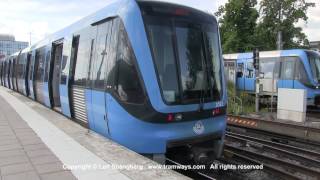 SL Tunnelbana tåg  Metro trains at Gullmarsplan station Stockholm Sweden [upl. by Guido]