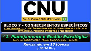 Planejamento e Gestão Estratégica  CNU  Bloco 7  Eixo Temático 1 [upl. by Calvina]