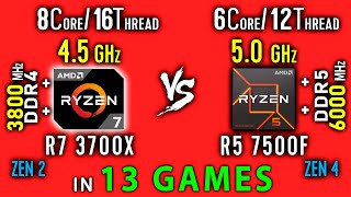 Ryzen 7 3700x OC vs Ryzen 5 7500F Test in 13 Games or R5 7500F vs R7 3800x [upl. by Mallin]