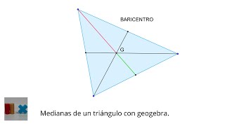 Medianas de un triángulo con Geogebra Baricentro [upl. by Eelrac]