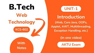 Unit 1 Introduction Core Java OOPs AWT Web Technology AKTU With Notes  BTech 3rd Year KCS 602 [upl. by Annert]