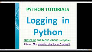 python tutorials  Logging in Python  python logging techniques [upl. by Aydne]