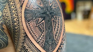 Samoan  cross  tattoo  coverup  polynesian  samoa [upl. by Roselba]