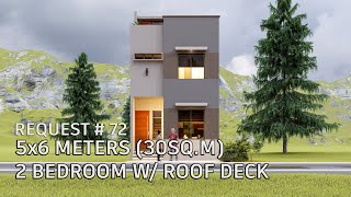 5X6 METERS 30SQM TWO STOREY 2 BEDROOM W ROOF DECK REQUEST 72 [upl. by Shulamith393]