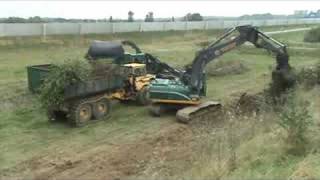 Excavator loads seldom half track dumper at Blerickthe NL [upl. by Nogam29]