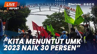 Buruh di Cimahi Demo Tuntut Pemkot Rekomendasikan Kenaikan UMK 2023 Sebesar 12 Persen [upl. by Arrat854]