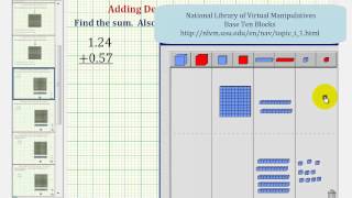 Ex 1 Find the Sum of Two Decimals Using Base Ten Blocks [upl. by Ennadroj]