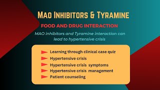 Drug InteractionTyramine and MAO inhibitorsHypertensive CrisisSymptomsEmergency Management [upl. by Aniroc485]