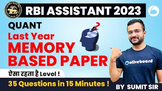 RBI Assistant 2023  RBI Assistant Quant Last Year Memory Based Paper For 2023  By Sumit Sir [upl. by Ahter]