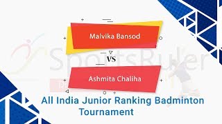 Malvika Bansod Vs Ashmita Chaliha U19  All India Junior Ranking Tournament 2017 [upl. by Wilkie309]