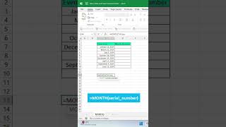 MONTH Function in Excel exceltutorial exceltips excelfunctions excel [upl. by Laney145]