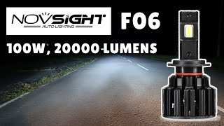 Novsight F06 100W 20000 lumens  World brightest car LED headlamp review [upl. by Ennalorac471]