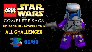 100 Guide LEGO Star Wars TCS  Episode III Level 16  All Blue Minikits Challenges [upl. by Aserat587]