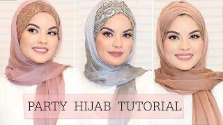 3 EASY HIJAB STYLES FOR PARTY WEDDING  Omaya Zein [upl. by Aiuhsoj]