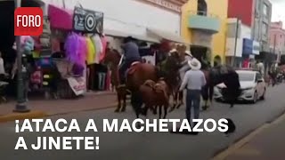 Sujeto en estado etílico ataca a otro con machete en desfile de Tlaxcala  Las Noticias [upl. by Arima519]