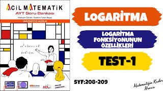 2022 ACİL MATEMATİK AYT  LOGARİTMA  LOGARİTMA FONKSİYONUNUN ÖZELLİKLERİ TEST1  Syf208209 [upl. by Sonia]