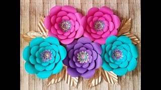 Giant Paper Flower  How To Make Diy Rose Tutorial Large Size Paper Rose [upl. by Rednaxela978]