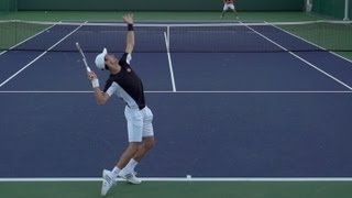 Novak Djokovic Serve In Super Slow Motion 3  Indian Wells 2013  BNP Paribas Open [upl. by Ahsekyw]