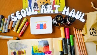 Seoul art haul 🎨color mixing ink workshop 🎨swatching new art supplies [upl. by Anovahs]