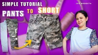 HOW TO CUT OLD PANTS INTO SHORTS BASIC TUTORIAL [upl. by Myra]