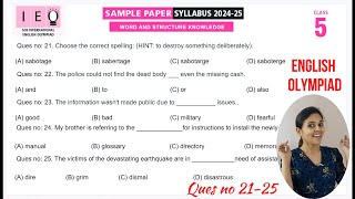 IEO Class 5 English Olympiad Sample Paper Ques no 2130  English Olympiad Mock Test for Class 5 [upl. by Drawyah]