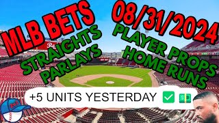 MLB Picks Today 08312024  FREE MLB Best Bets Straights Player Props And Parlays [upl. by Materi]