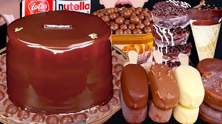 ASMR MALTESERS CHOCOLATE MILK ICE CREAM CAKE DOUGHNUTS NUTELLA TWIX DESSERT MUKBANG 먹방 EATING SOUNDS [upl. by Sergias715]