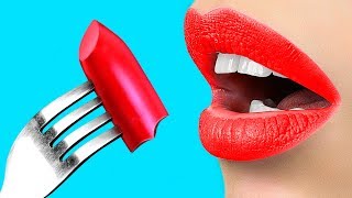 12 IDÉES DE MAQUILLAGE COMESTIBLE  12 BLAGUES MARRANTES [upl. by Erialcyram]