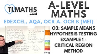 ALevel Maths O304 Sample Means Hypothesis Testing Example 1  Critical Region Method [upl. by Blayne]