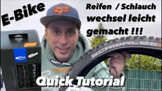 E Bike Reifen  Schlauch Wechsel leicht gemacht Quick Tutorial MTB  EMTB Hilfe beim Reifenwechsel [upl. by Hgielrahc358]