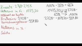 Zinsrechnen mit Verrechnungssteuer 2 S78 Nr5davi [upl. by Irme]