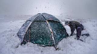 CAMPING in a BLIZZARD  WINTER STORM  Snow and Heavy Rain [upl. by Polivy]