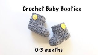 How to Crochet Baby Booties  Crochet Baby shoes 03 months [upl. by Miles]