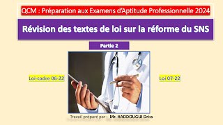 Réforme du SNS Révision des textes de loi Préparation aux Examens d’Aptitude Professionnelle 2024 [upl. by Loralie]