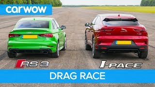 Audi RS3 vs Jaguar IPace  Petrol vs Electric  DRAG RACE ROLLING RACE amp BRAKE TEST [upl. by Dibru233]