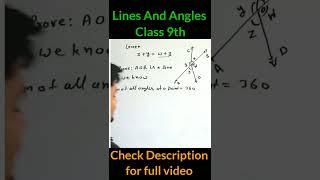 Lines and angles class 9  Important questions shorts [upl. by Lleirbag]