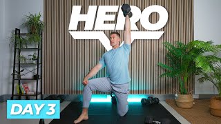 Full Body Dumbbell Workout  Hero Day 3 [upl. by Aerdnaz]