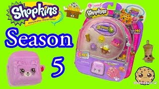 Season 5 Shopkins Pack with Petkins Backpack Surprise Blind Bag  Charmbracelet  Video Cookieswirlc [upl. by Eissel]