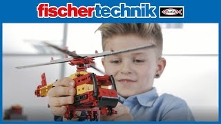 Kinder Bausatz  Technik Spielzeug  Einsteiger  Kran  Helikopterconstruction set fischertechnik [upl. by Cyrille]