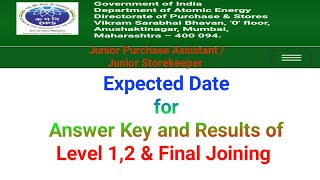 DPS DAE JPA JSK Expected results Date for Answerkey Level 1amp2 and final Joining [upl. by Good]