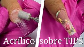 APRENDE a Aplicar ACRILICO Sobre TIPS  como poner Tips en las uñas  uñas acrílicas  tendencia [upl. by Brackett]