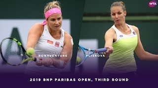 Ysaline Bonaventure vs Karolina Pliskova  2019 BNP Paribas Open Third Round  WTA Highlights [upl. by Adiraf]