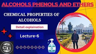 Chemical properties of alcohols aciditythionyl chloride reactionphosphorus halide reaction Lec6 [upl. by Annavahs]