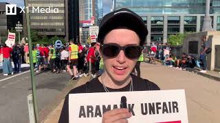 Aramark workers in Philadelphia strike over wages and benefits workers arrested [upl. by Bena]