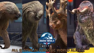 All Sloths In Jurassic World Alive  Jurassic World Alive [upl. by Adimra749]