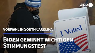 USVorwahlen Biden gewinnt wichtigen Stimmungstest in South Carolina  AFP [upl. by Somerville650]