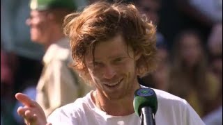 Andrey Rublev interview after defeating Alexander Bublik at Wimbledon 2023 [upl. by Marwin348]