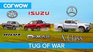 Mercedes XClass vs Toyota Hilux vs Isuzu DMax Pickup TUG OF WAR [upl. by Leblanc]